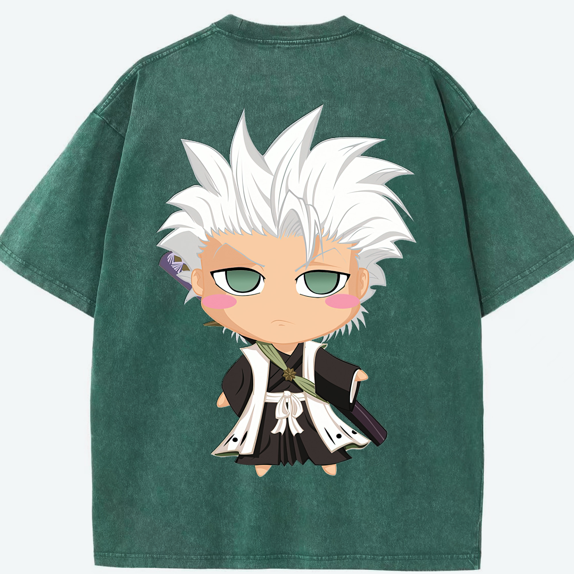 （画像用） ブリーチ 日番谷冬獅郎（ひつがや とうしろう） BLEACH Hitsugaya Toushirou 綿100% ヴィンテージ風 半袖Tシャツ（背面プリント）